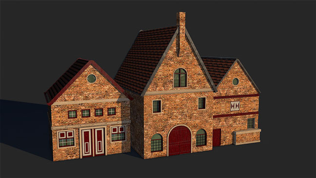 free-c4d-3d-model-dutch-17th-century-brick-house