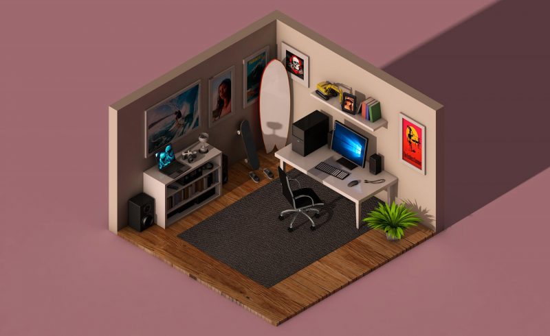 Free Cinema 4D 3D Isometric Room Scene