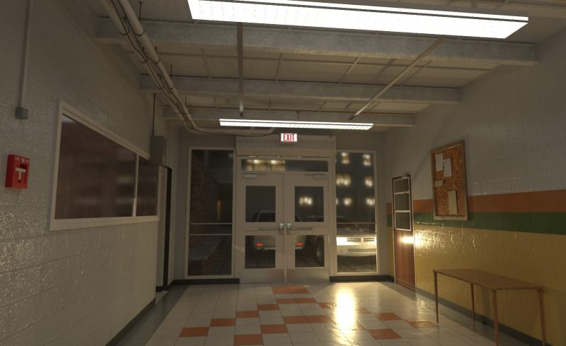 Free Cinema 4D 3D Model: Arnold Old School Hallway Scene