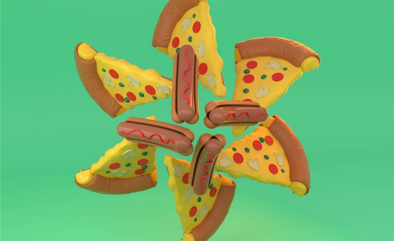 Free Cinema 4D 3D Model Food Pizza Hotdog Cartoon