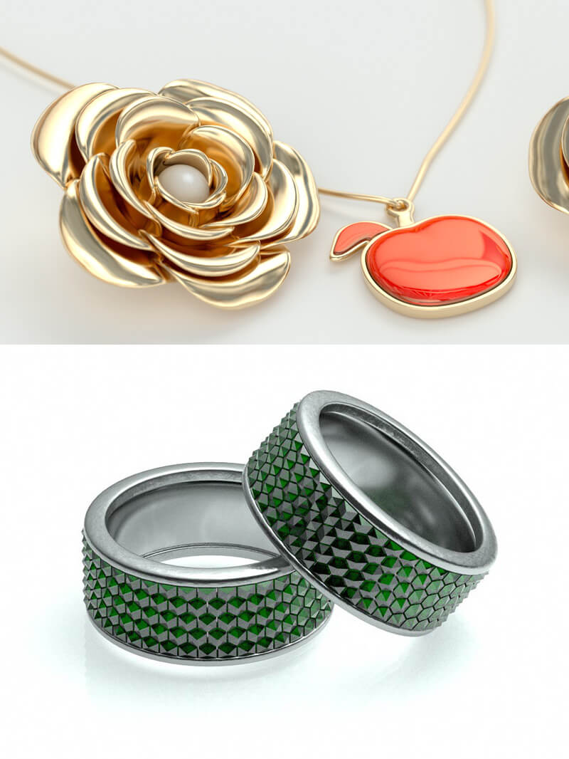 Free Cinema 4D 3D Model Necklace Ring Brooch