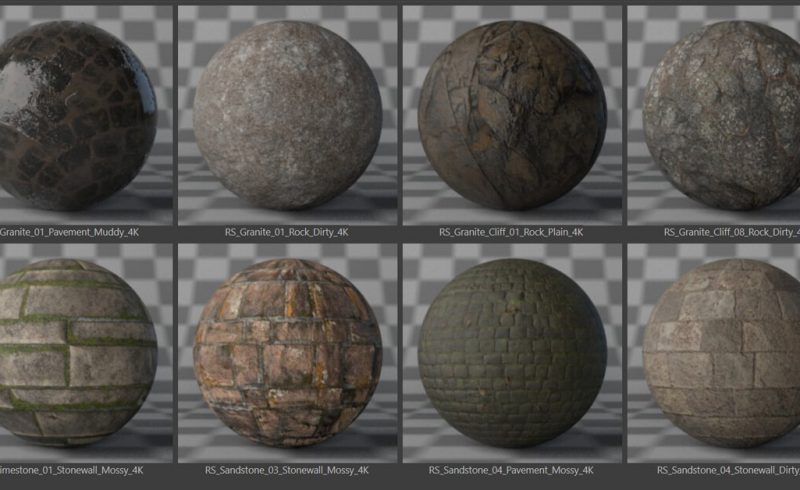 Free Cinema 4D Redshift Material Pack Stones Rock Sampler