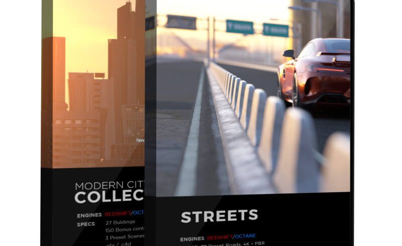 Cinema 4D 3D Streets Roads Textures Materials Models