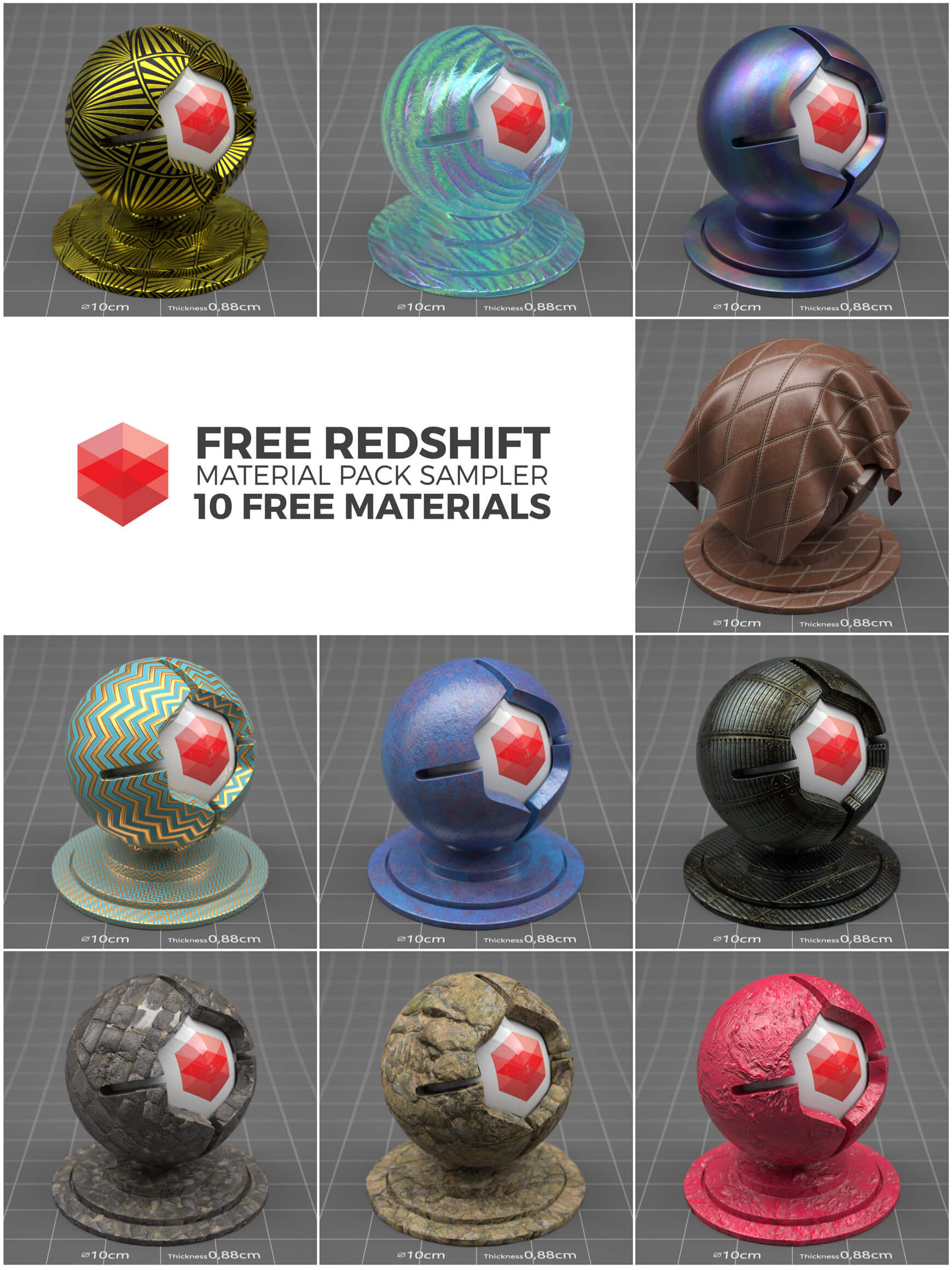 redshift c4d material pack