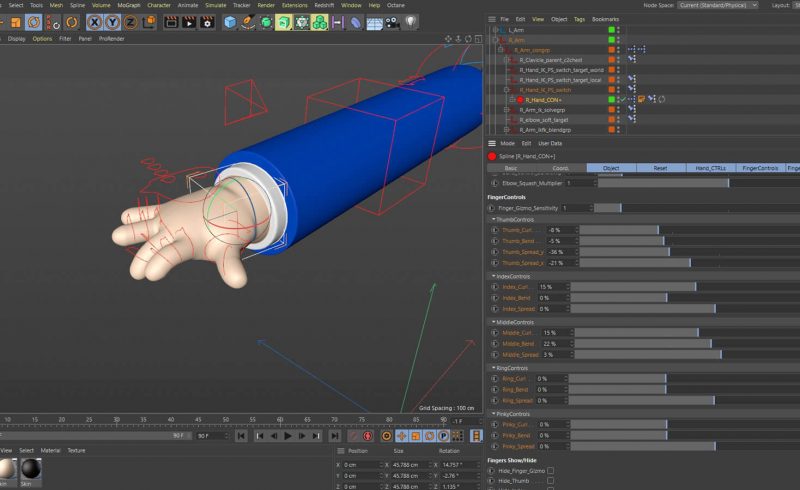 Free Cinema 4D 3D Model Hand Rig Toon Xpresso