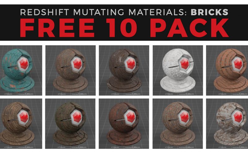 Cinema 4D Redshift RS C4D Material Pack Brick Free Sampler