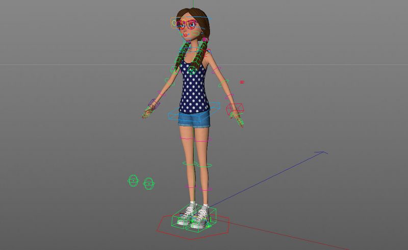 Free Cinema 4D 3D Model Girl Rigged Character Animation