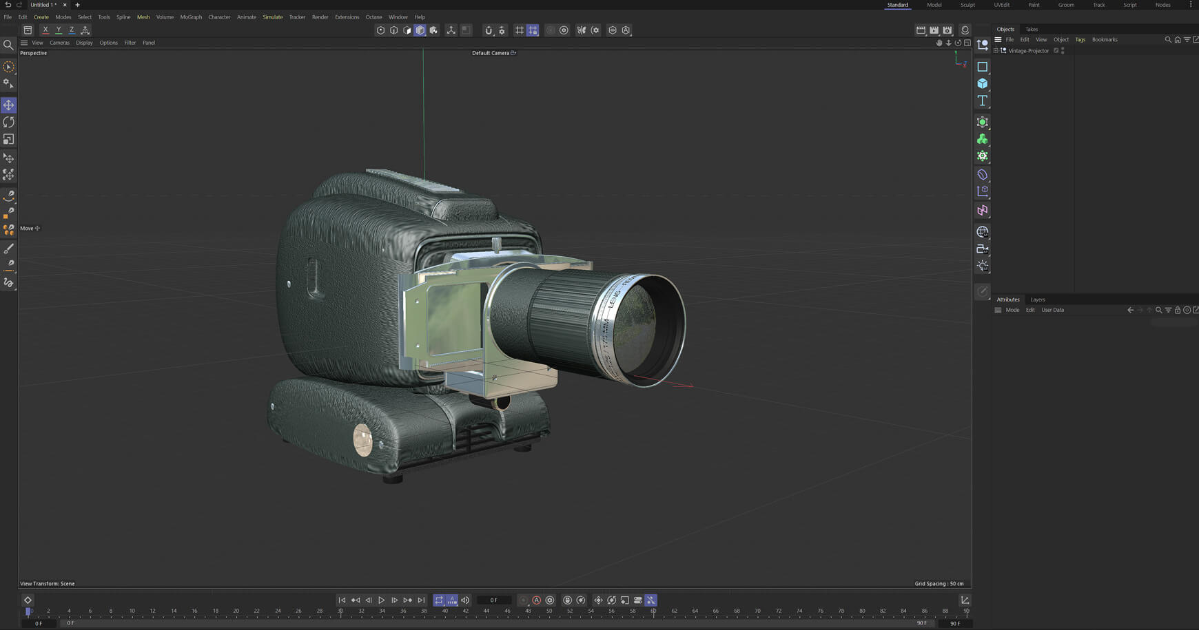 Cinema 4D 3D Model Vintage Projector