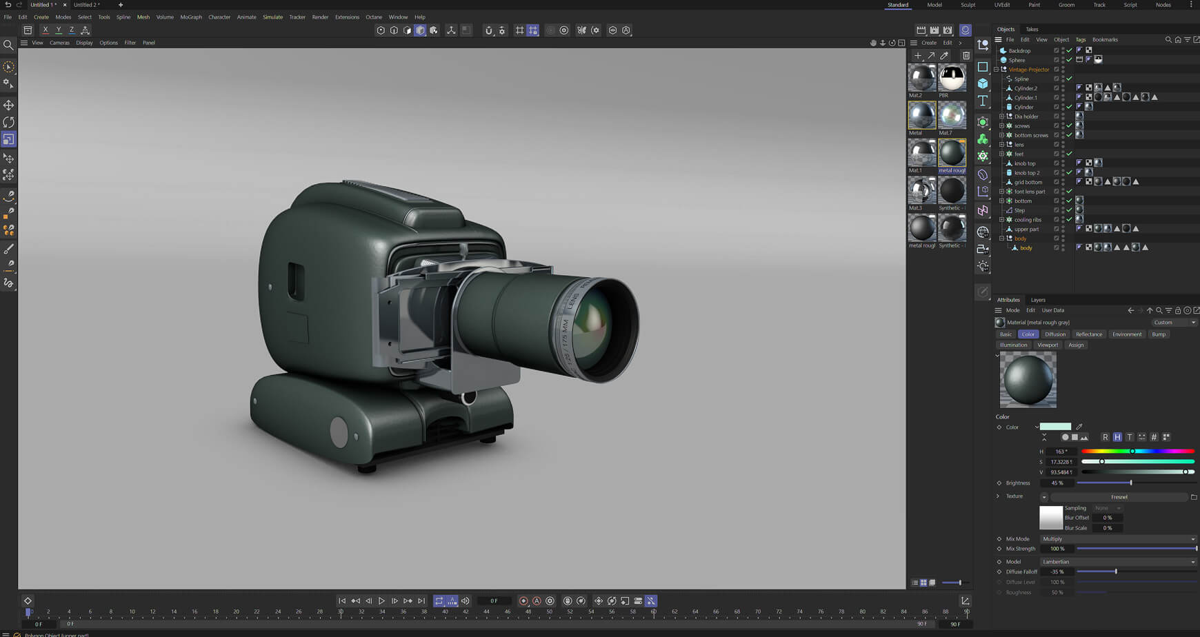 Cinema 4D 3D Model Vintage Projector