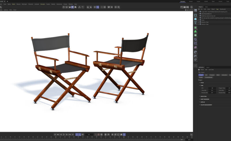 Free Cinema 4D 3D Model Director Chair Folding