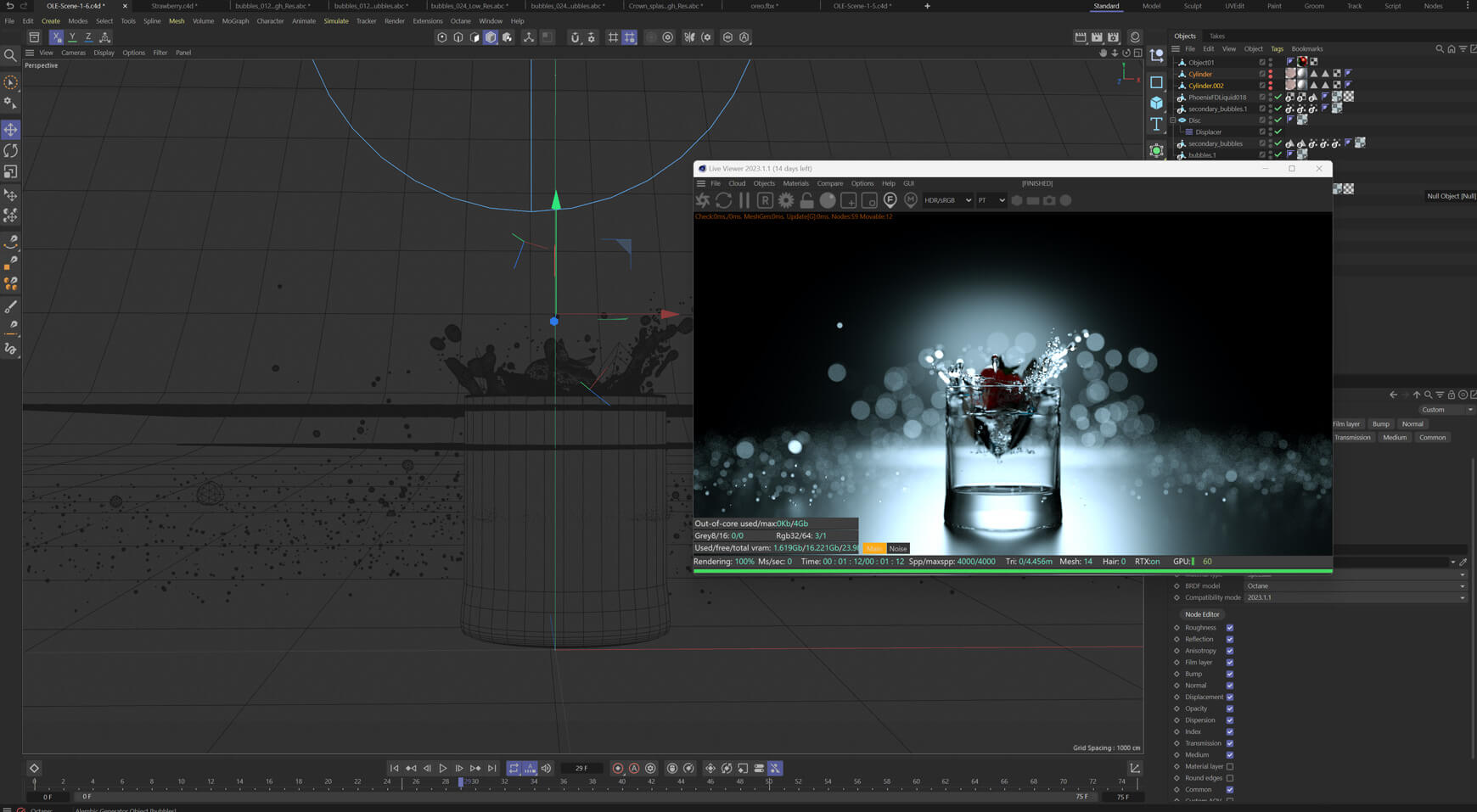 VFX Fluid Simulations 3D Crown Splash Animations