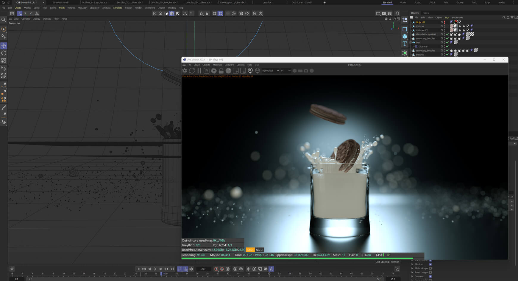 VFX Fluid Simulations 3D Crown Splash Animations