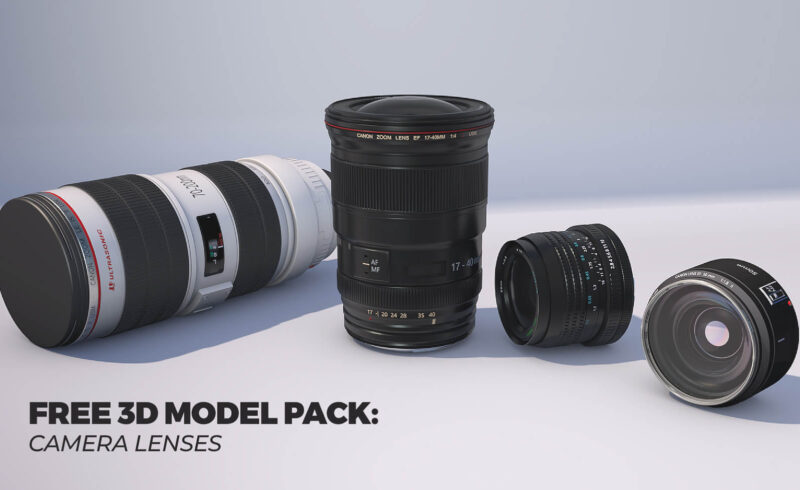 Free 3D Model Pack DSLR Camera Lens Pack Canon