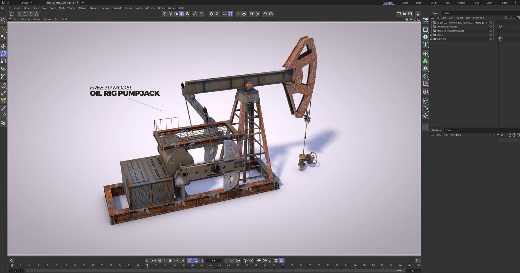 Free 3D Model Oil Pump Pumpjack