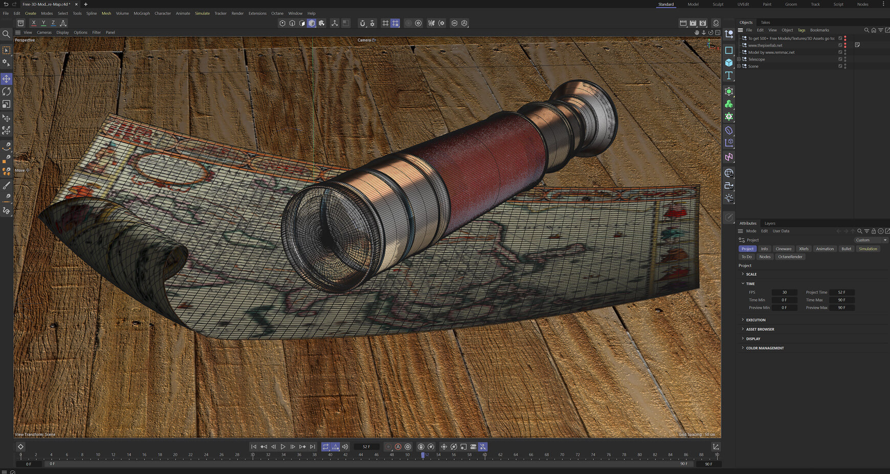 Free 3D Model Spyglass Pirates Treasure Map