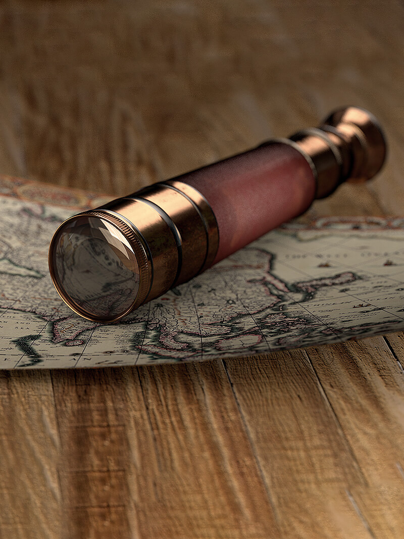 Free 3D Model Spyglass Pirates Treasure Map