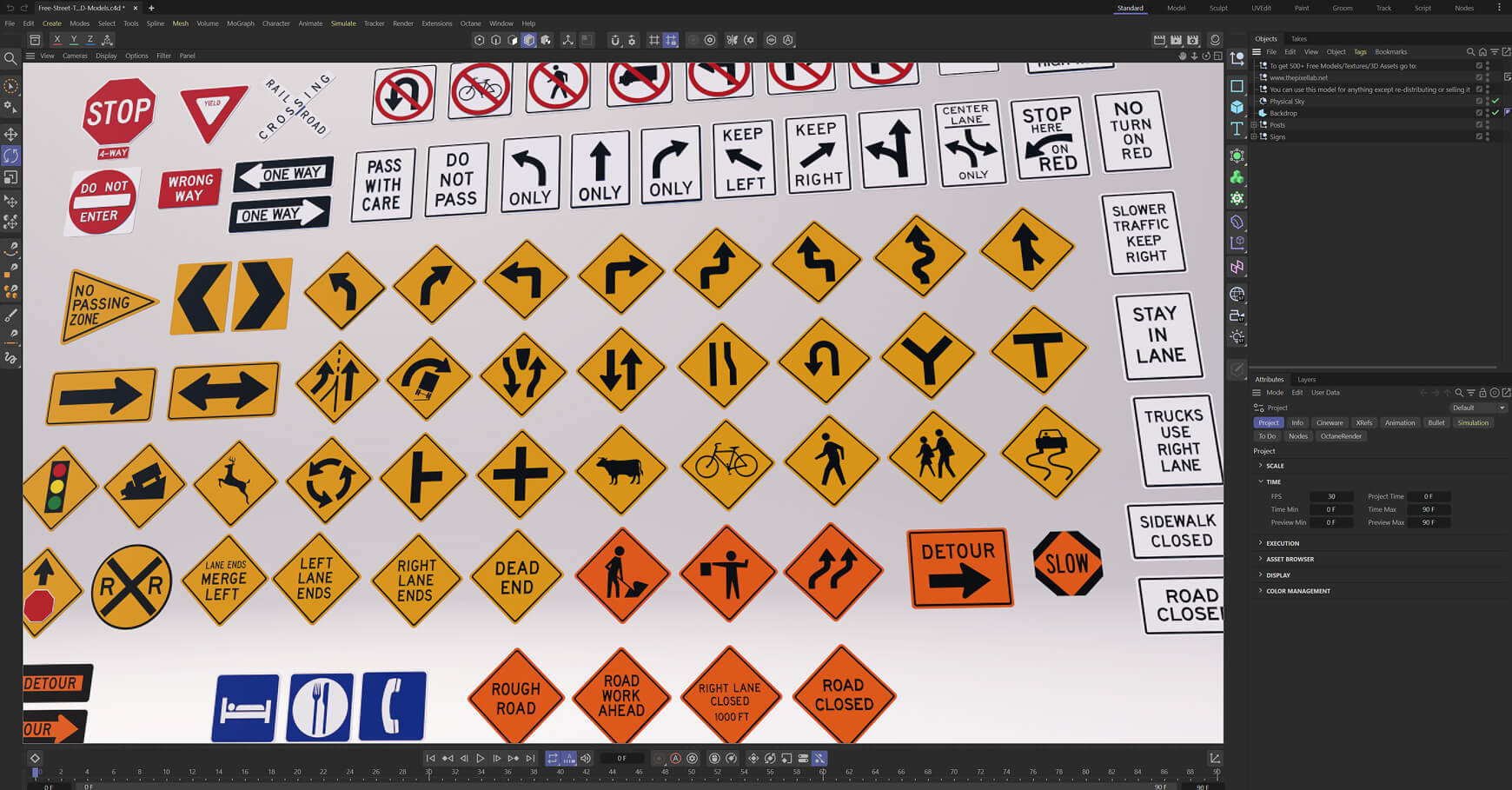 Free Street Traffic Road Signs 3D Models Pack