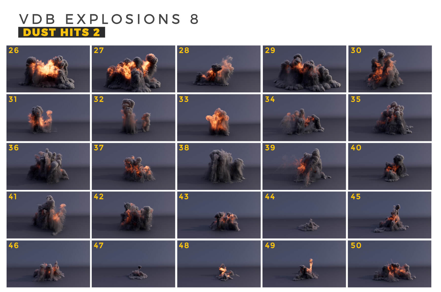 VDB Explosion 8 Dust Hits 2 VFX 3D Animation Elements