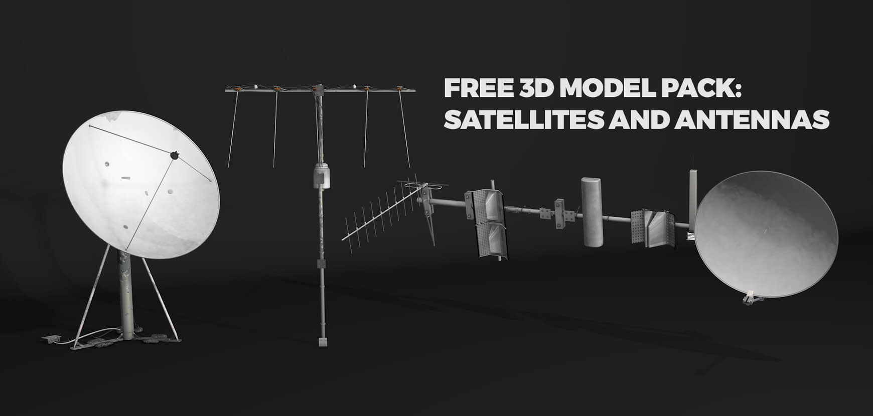 Free 3D Model Satellite Dishes Antennas Pack