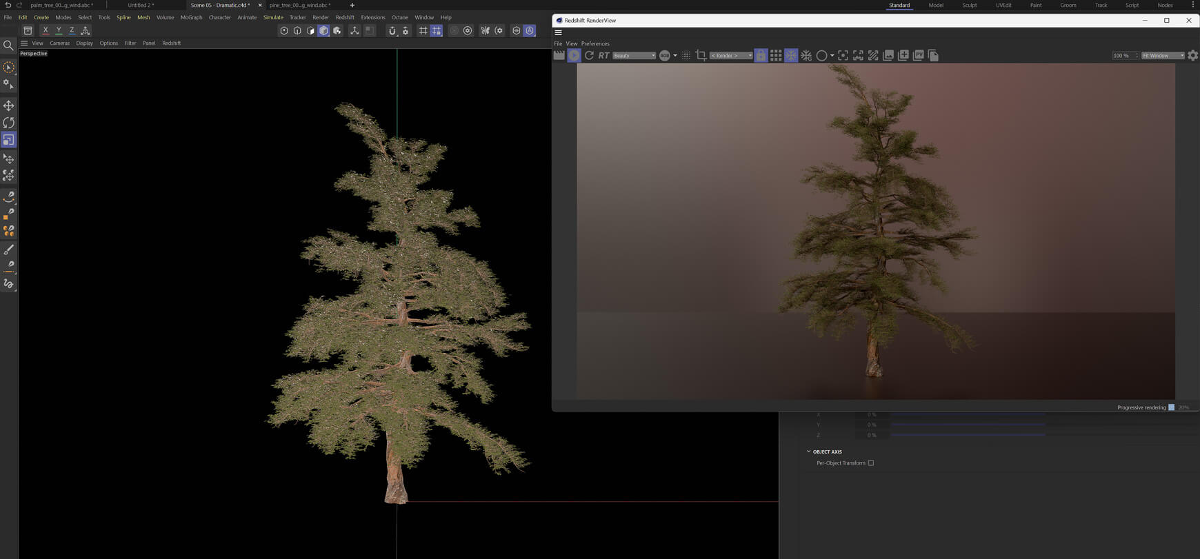 Pine Tree Vegetation Asset VFX 3D Element Model Animated