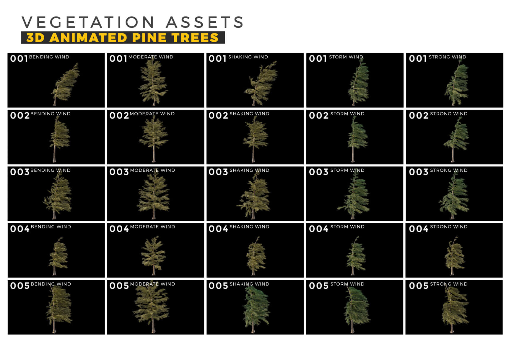 Vegetation Trees Animated Pine 3D Assets Quick Guide