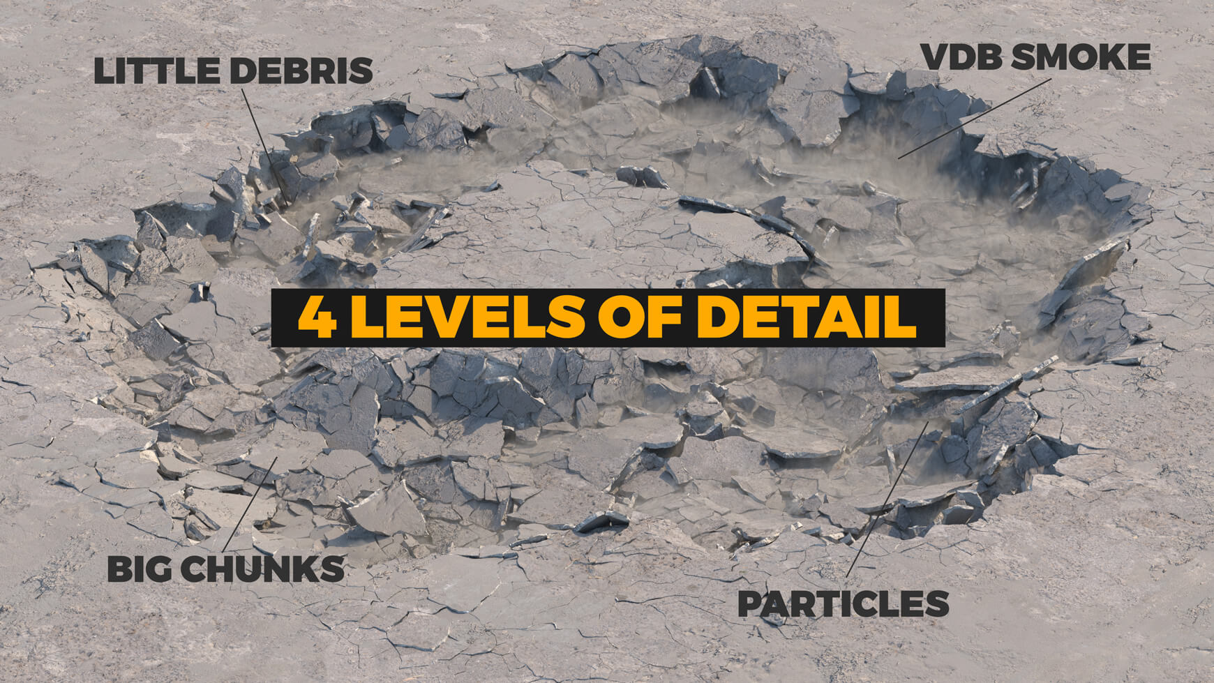 VFX 3D Animated Elements Ground Destruction Collapse