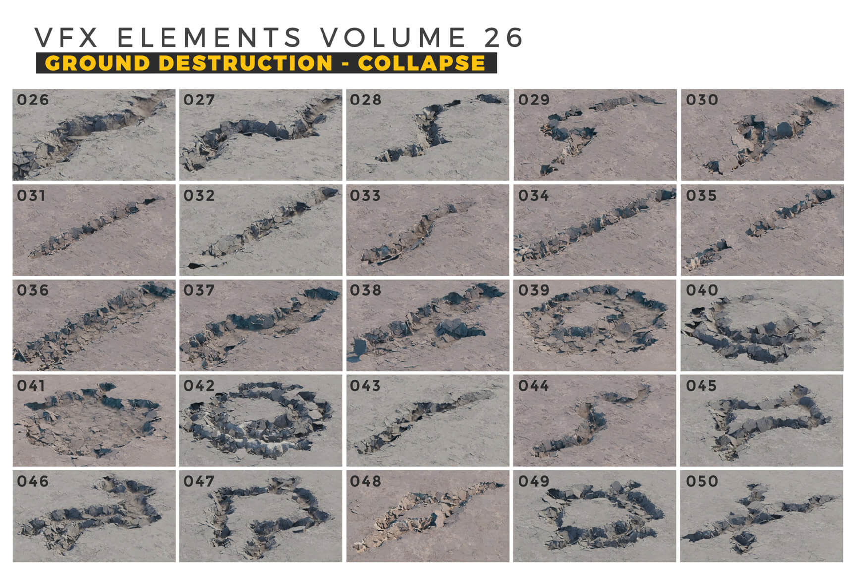 VFX 3D Animated Elements Ground Destruction Collapse