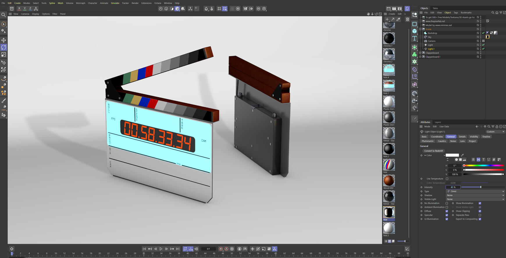 Free 3D Model Film Video Clapperboard Clapper