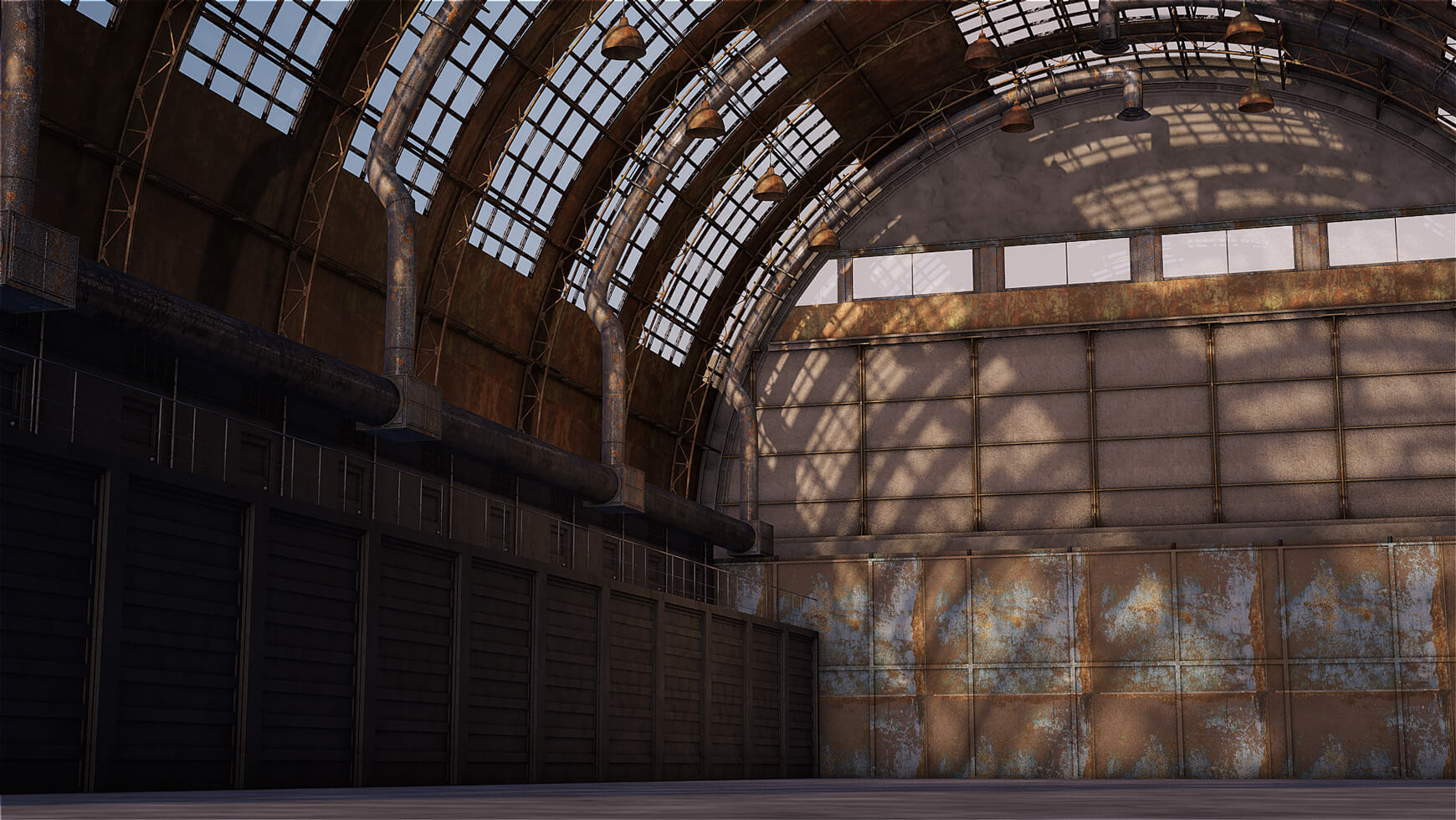 Free Cinema 4D 3D Model Interior Scene Industrial Hangar