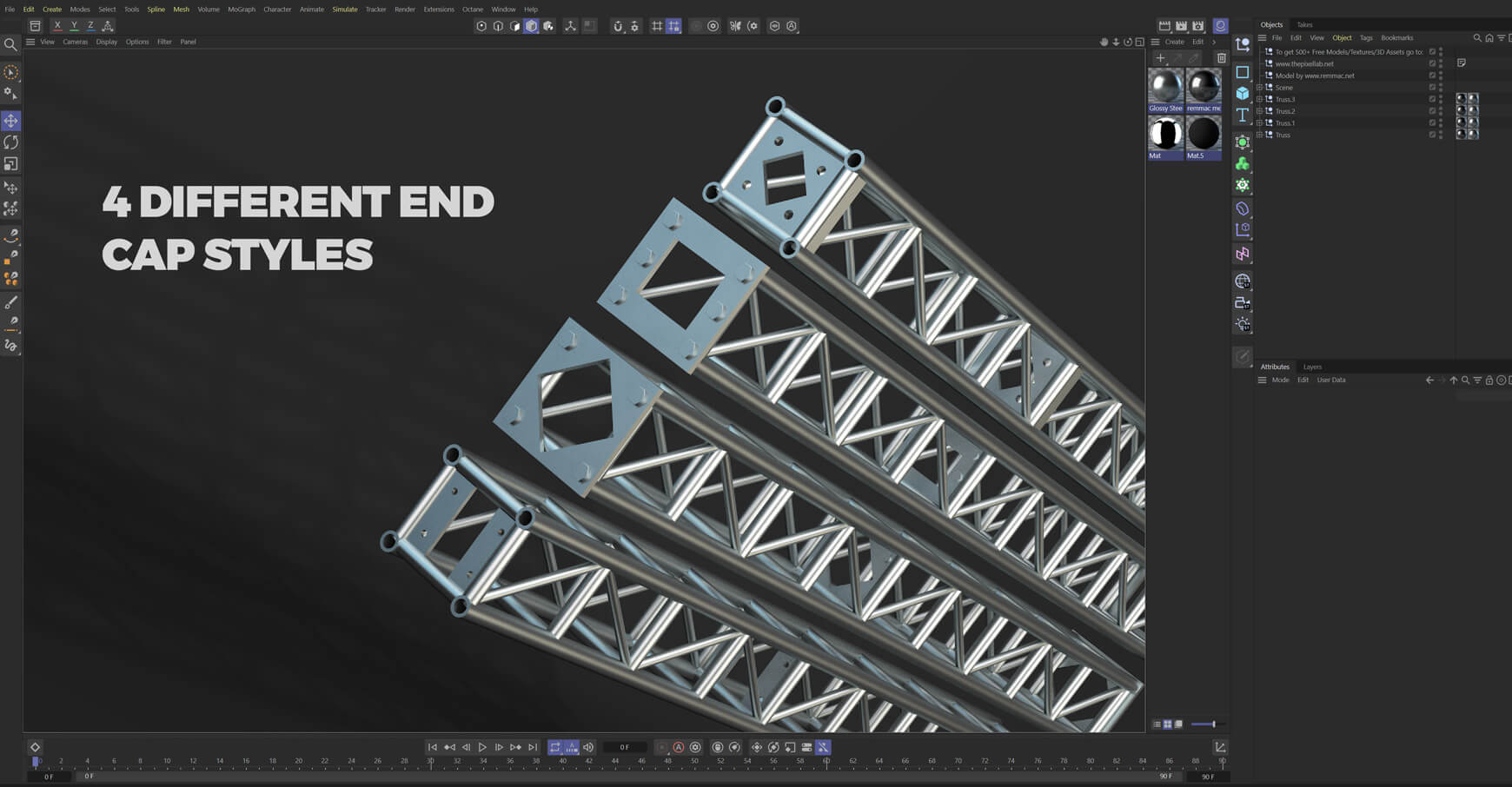 Free 3D Model Industrial Truss Beams Metal