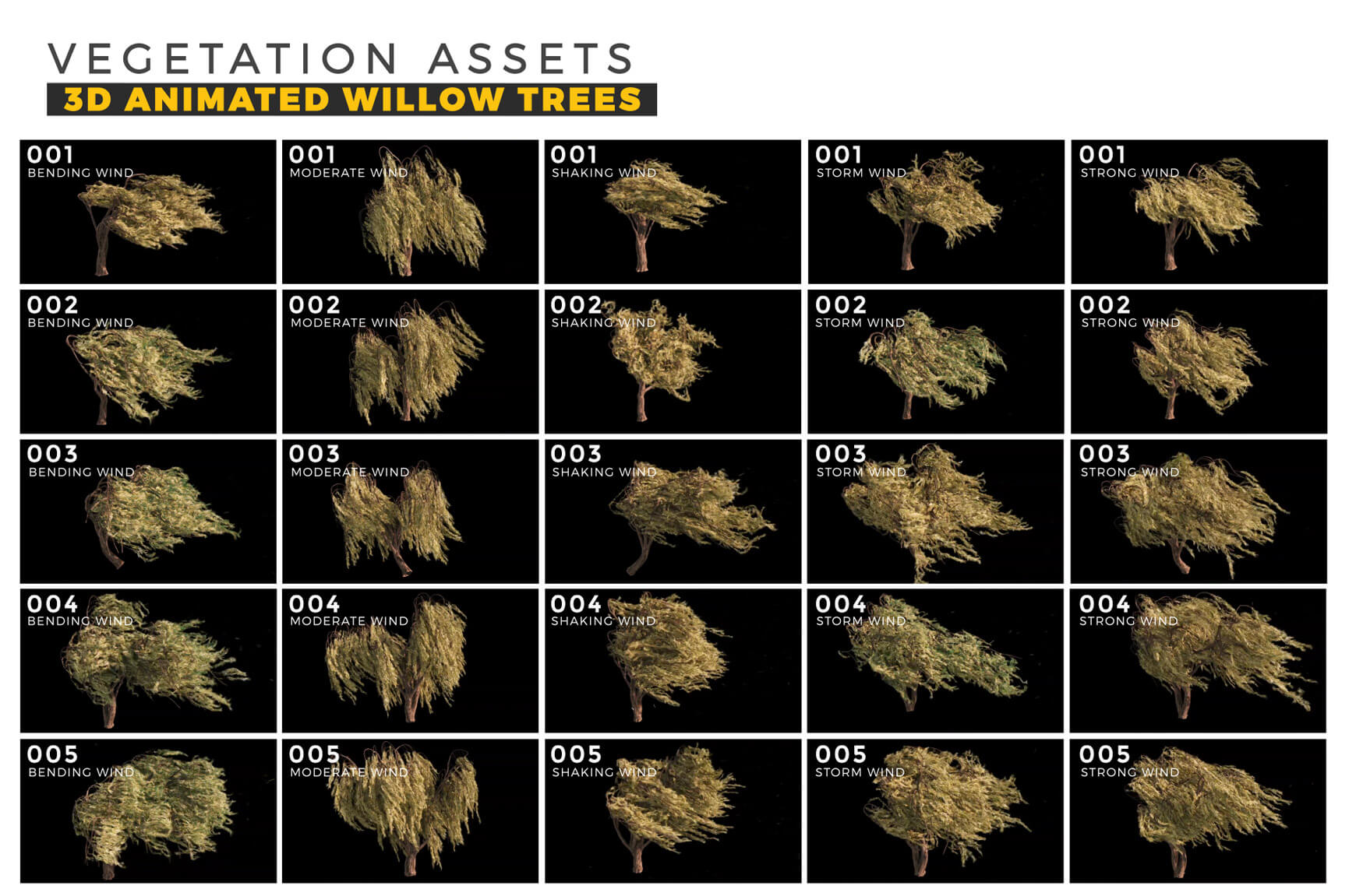 VFX 3D Animated Willow Tree Asset Model