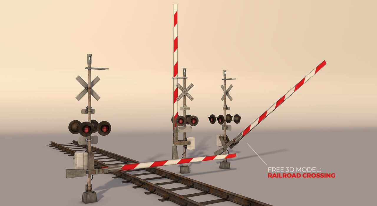 Free 3D Model Railroad Tracks and Sign