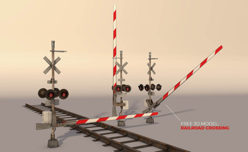 Free 3D Model Railroad Tracks and Sign