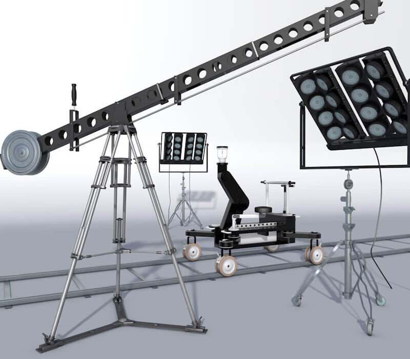 Free 3D Models Video Production Pack Camera Crane and Lights