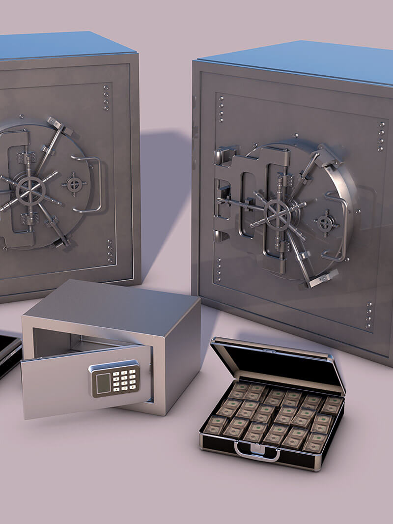 Free 3D Model Financial Bank Safe Vault Money Briefcase