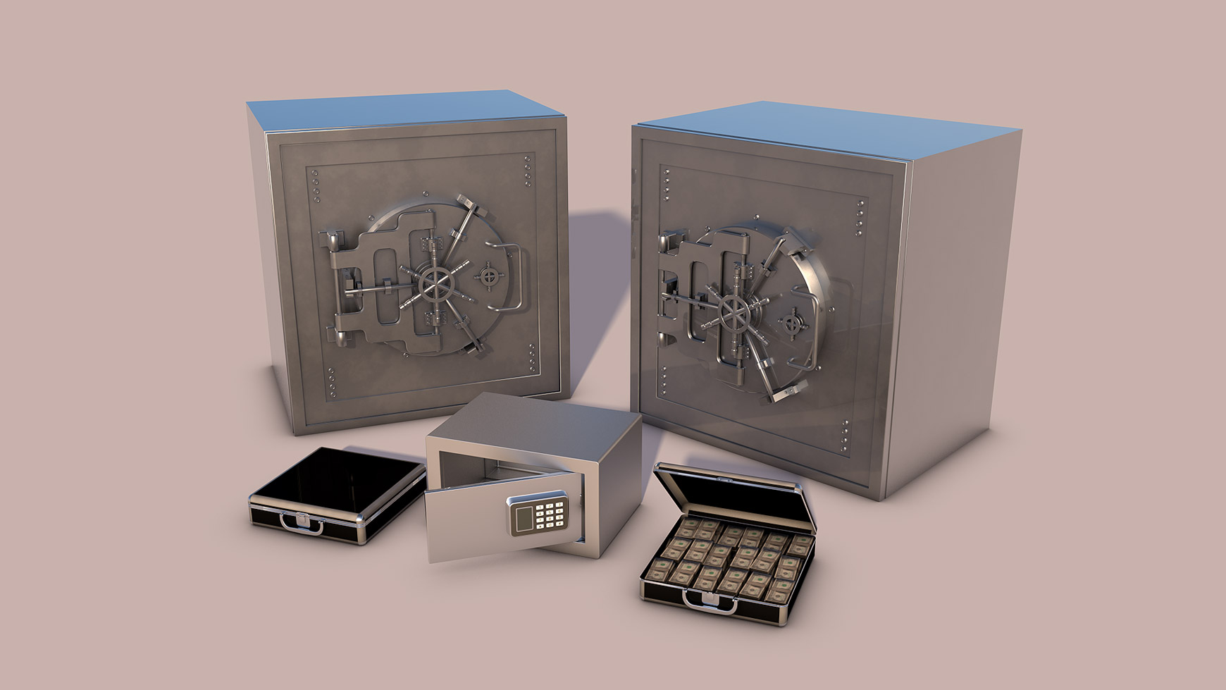 Free 3D Model Financial Bank Safe Vault Money Briefcase