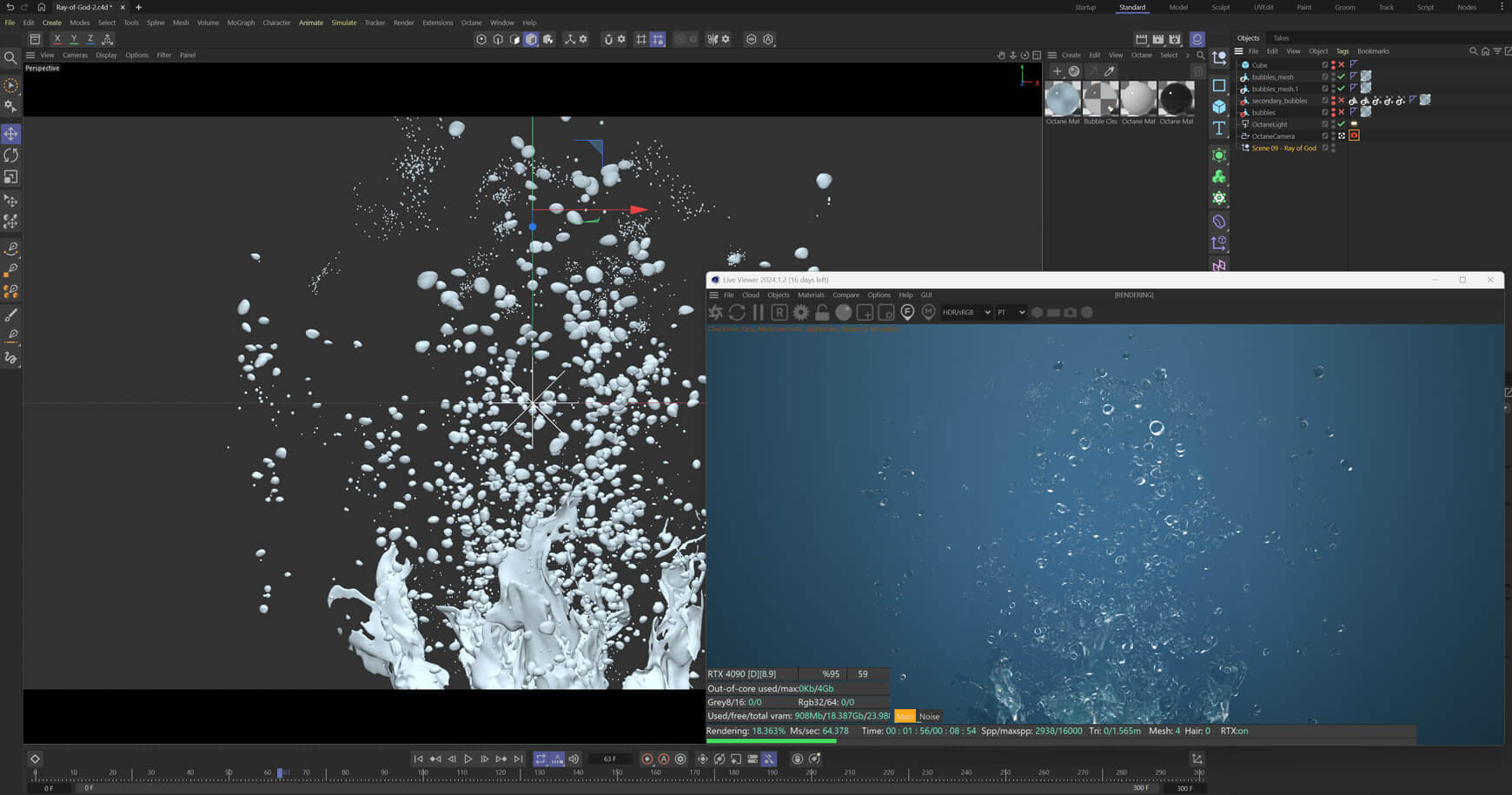 VFX 3D Bubbles Simulation Fluid Effects Animated